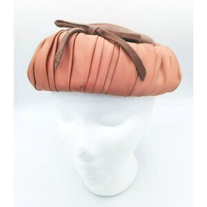 Hat Sharon Originals Corona Italy Women Pillbox Brown Ribbon Vintage Fashion